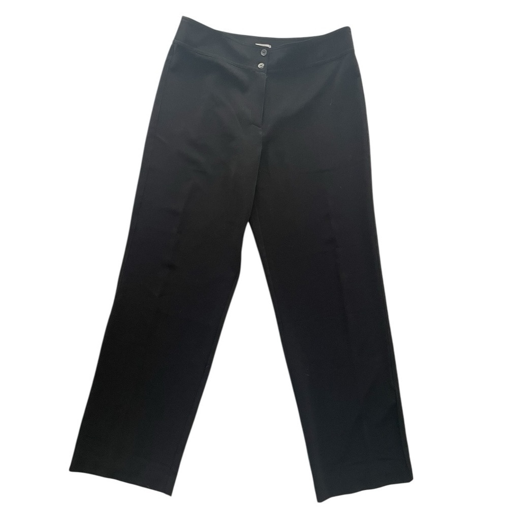 Chicos Black Ponte Knit Straight Leg Pants Size 2 Large Stretch Office Minimal